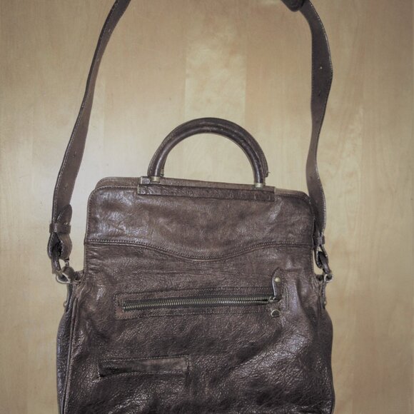BCBG MAXAZRIA Brown Tote Leather Shoulder Hand Bag Purse Satchel Hobo Thick Hide - Picture 2 of 10